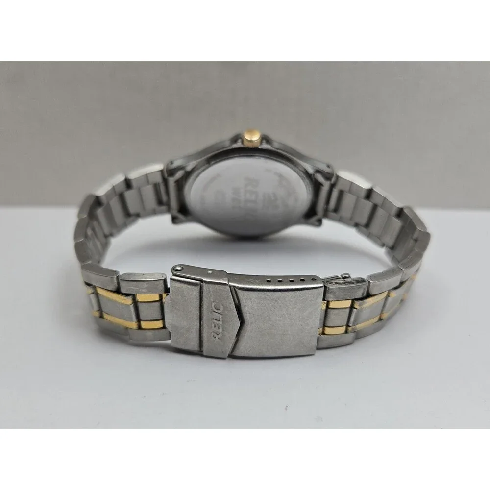 Vintage Relic Wet Mens Moon Phase Calendar Two Tone Stainless Quartz New Battery
